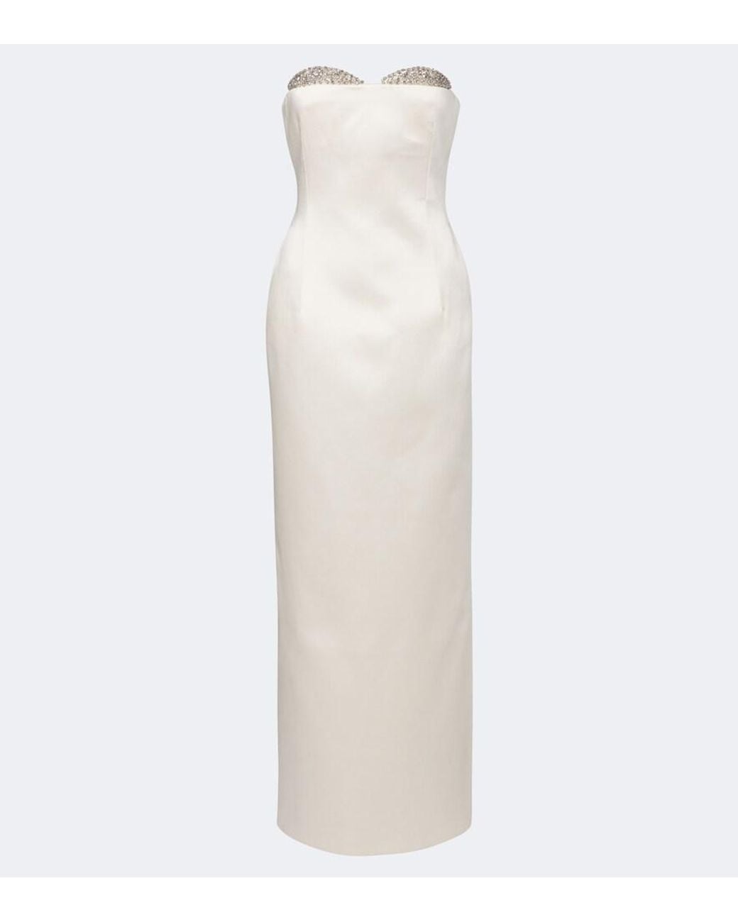 The New Arrivals Ilkyaz Ozel White Noelie Embellished Satin Bustier Gown