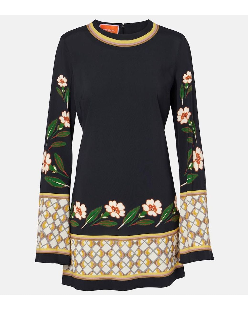 LaDoubleJ Black Supreme Swing Floral Printed Minidress