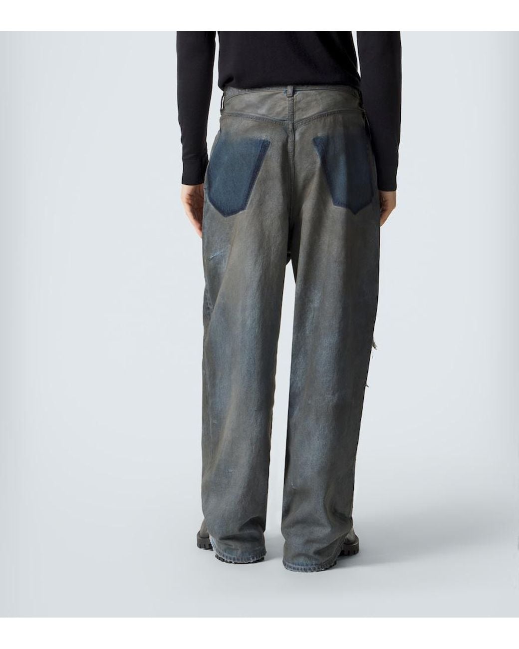 Balenciaga Gray Distressed Jeans for men