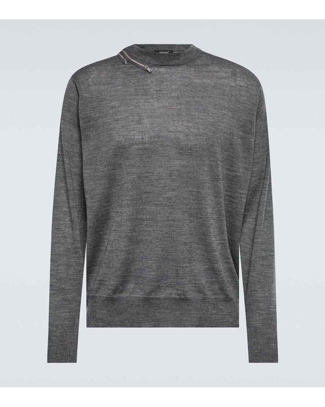 Undercover Gray Embellished Wool Sweater for men