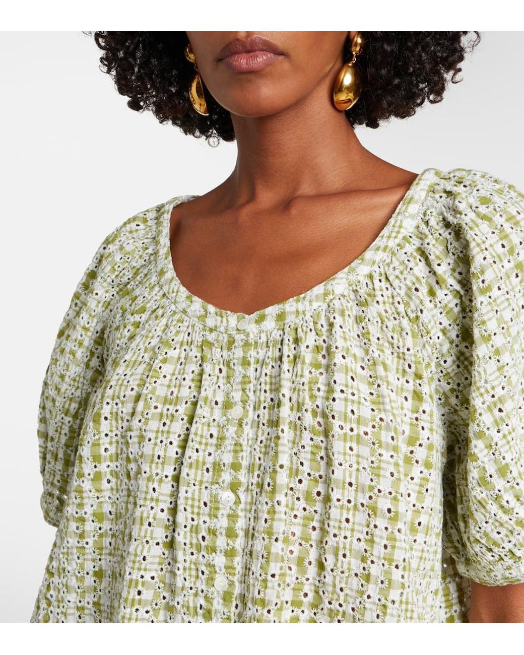Velvet Natural Angie Broderie Anglaise Cotton-Blend Top