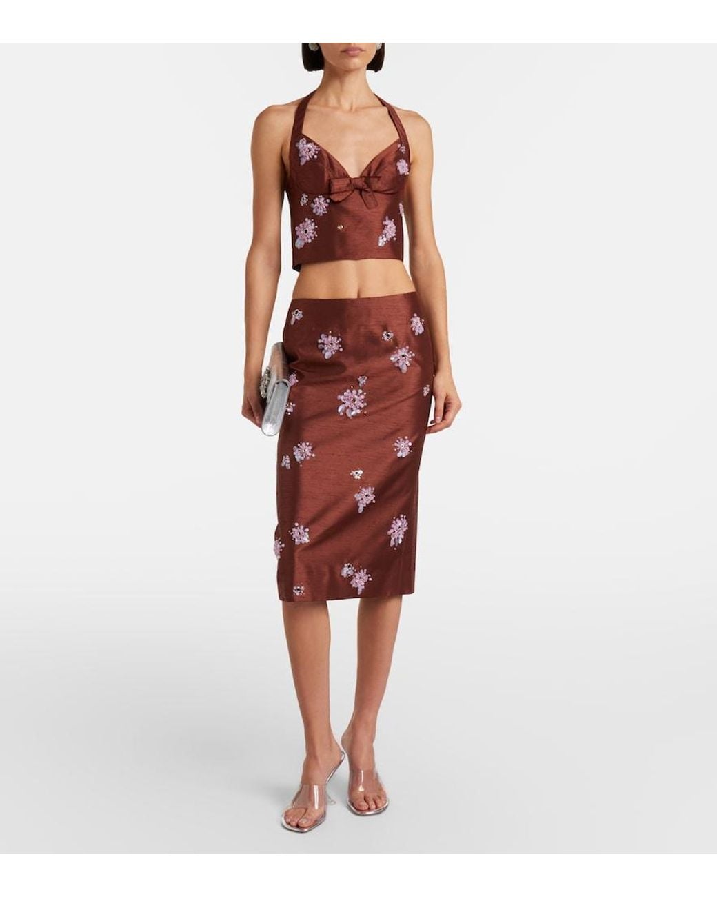 ShuShu/Tong Purple Embellished Slip Skirt