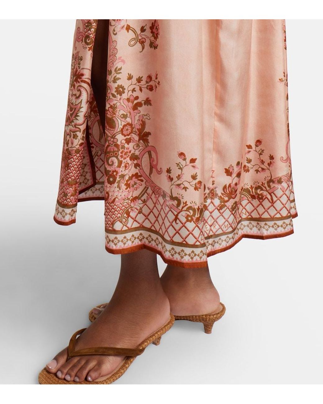 Zimmermann Brown Aster Floral Silk Midi Dress