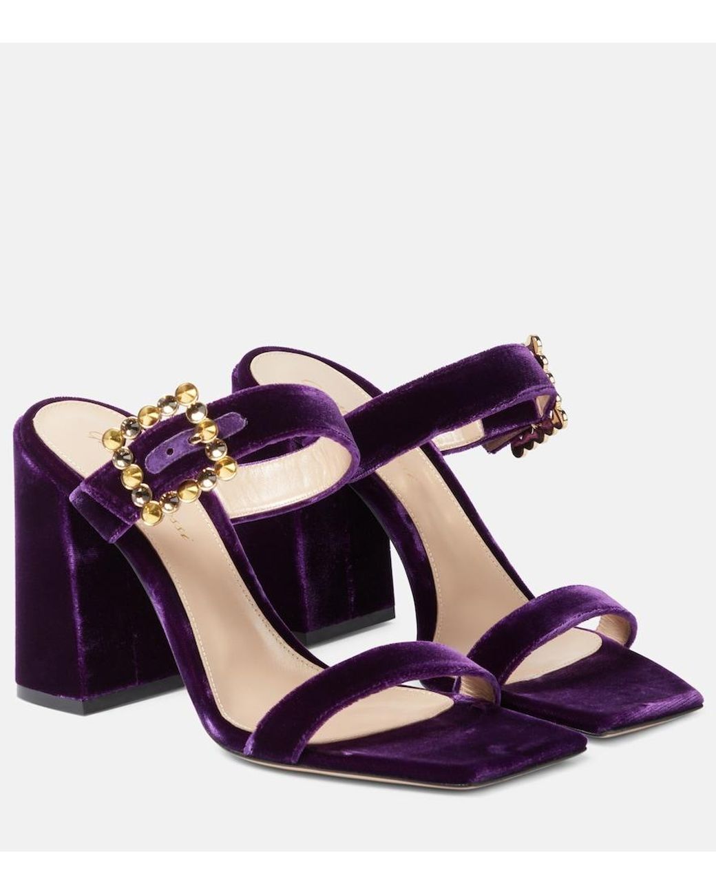 Gianvito Rossi Purple Wondy Embellished Velvet Mules