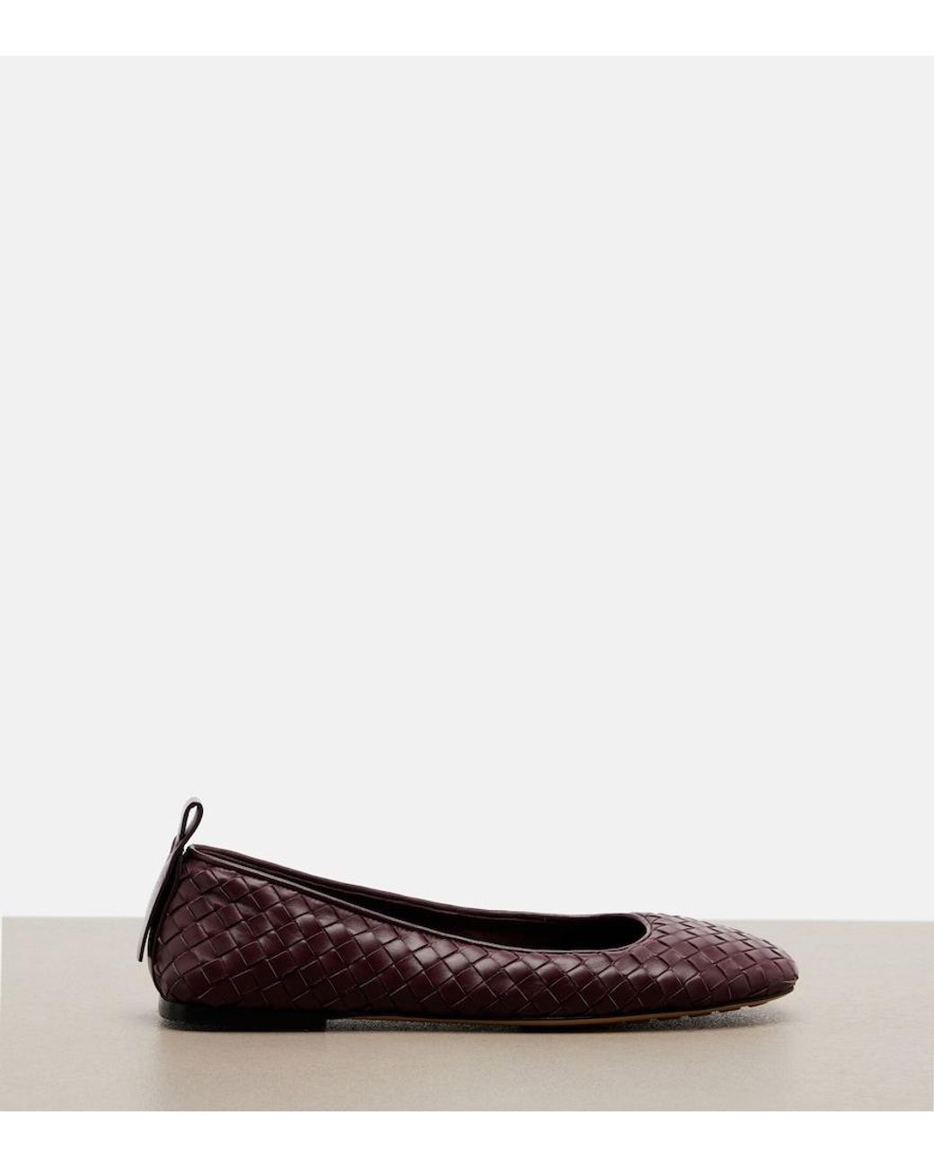 Bottega Veneta Brown Charlotte Intrecciato Leather Ballet Flats