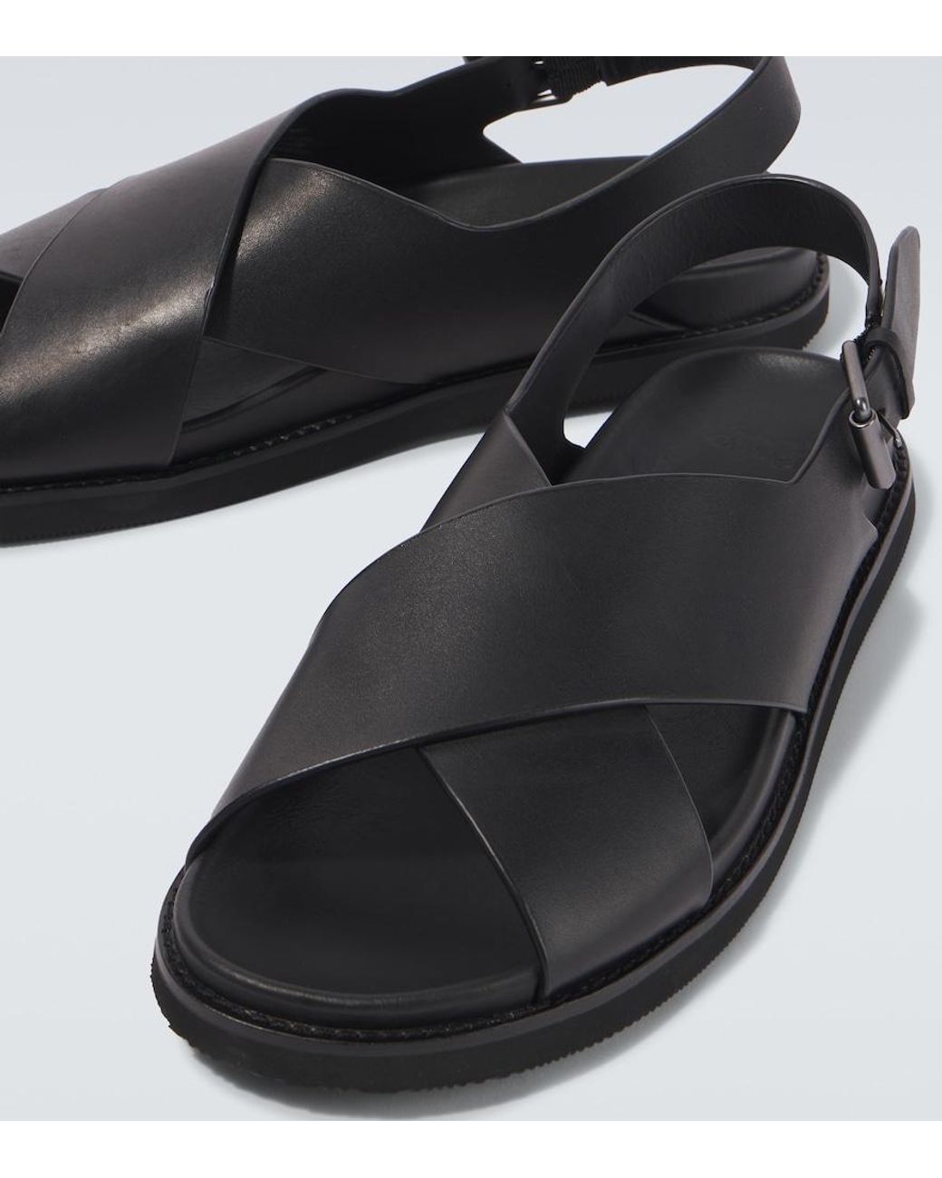 Polo Ralph Lauren Black Zane Leather Slingback Sandals for men