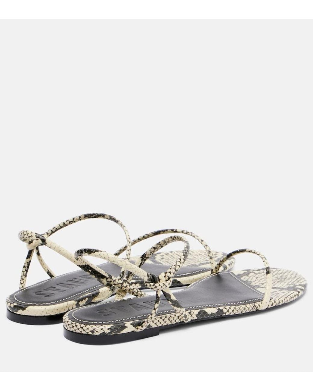 Staud White Laurel Snake-Effect Leather Sandals