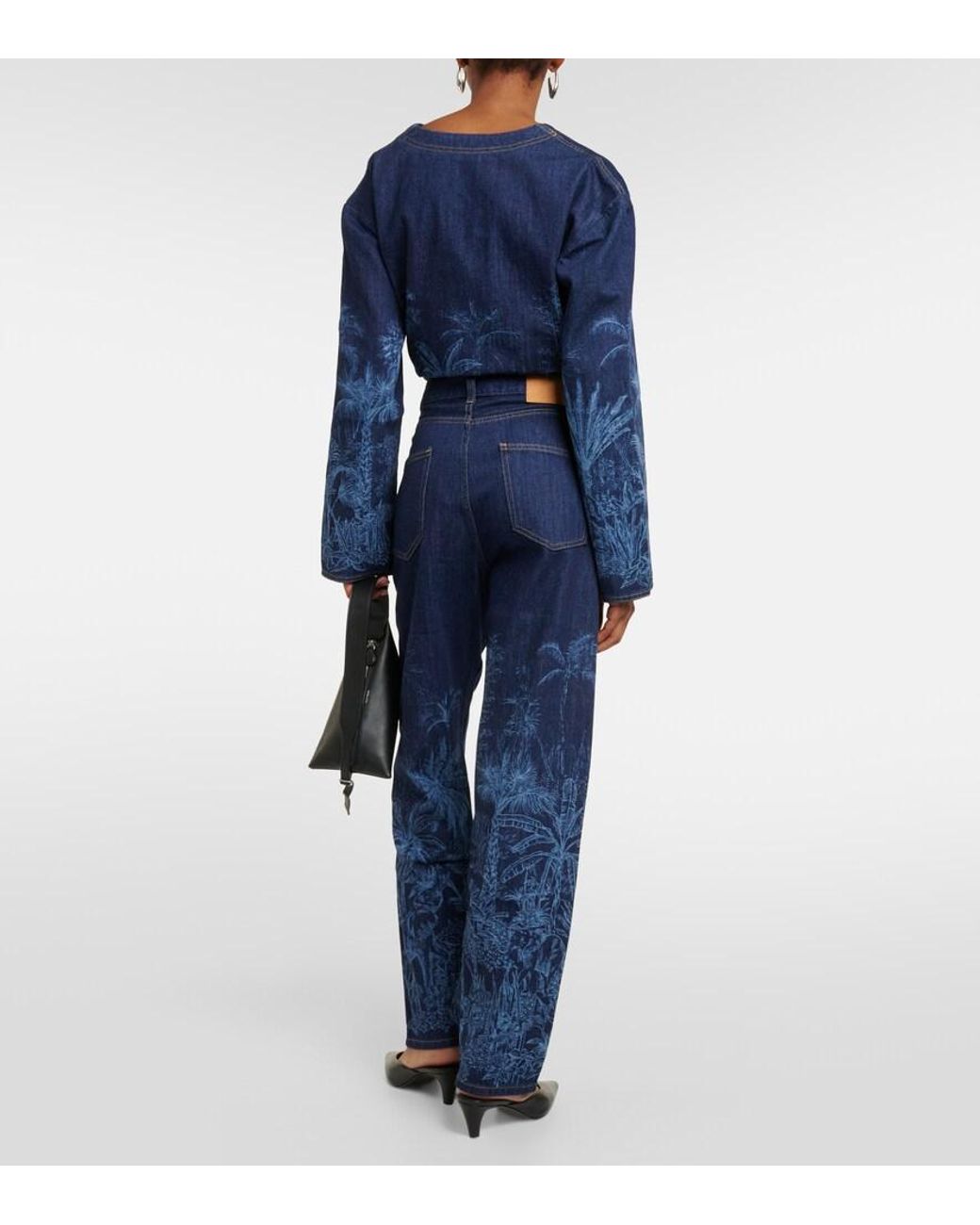 Alanui Blue Jungle Printed High-Rise Jeans