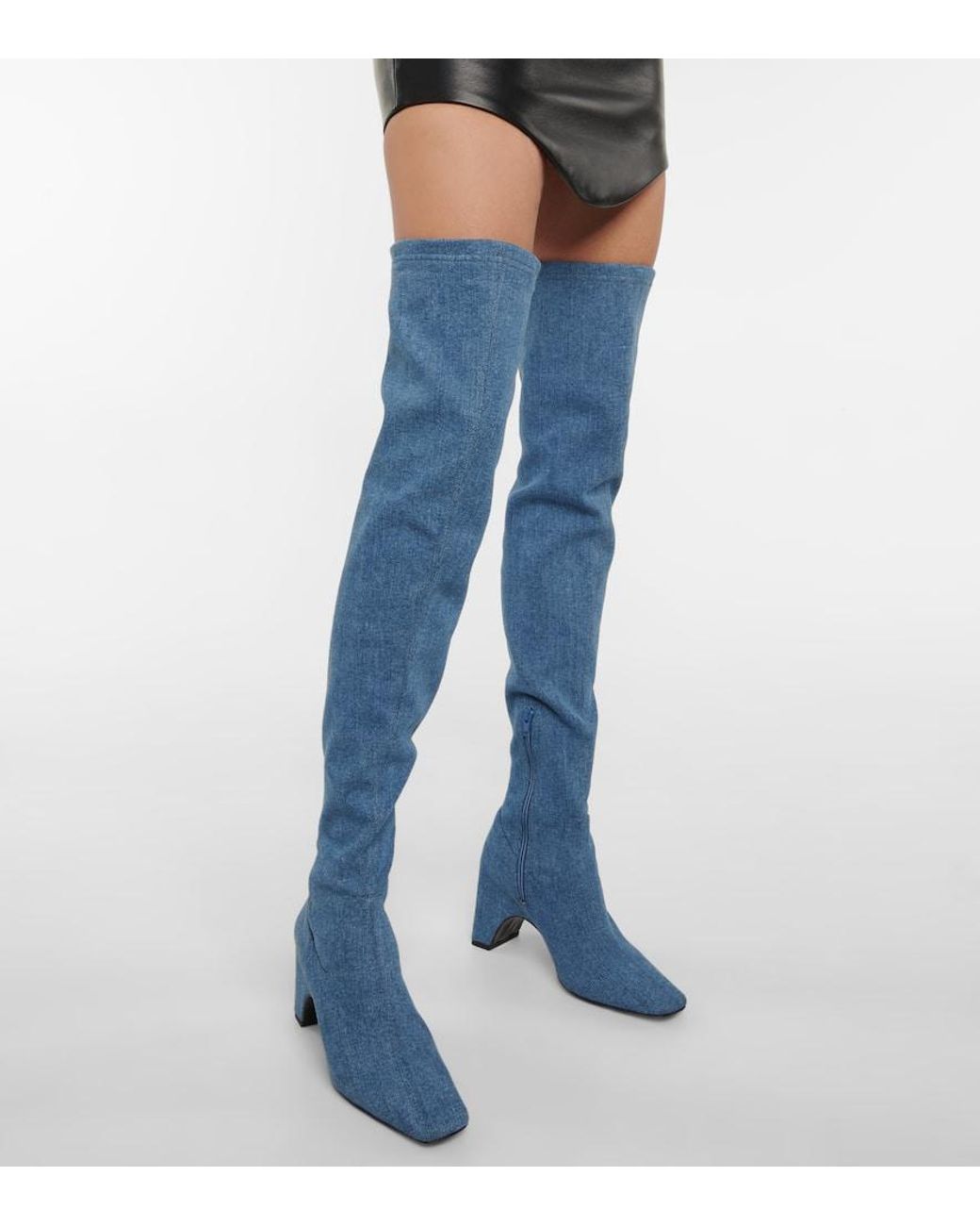ブーツその他 COPERNI Woman Boots Denim COPSH50202 WASBLU Coperni Denim open knee bridge boot for Women - Blue in UAE