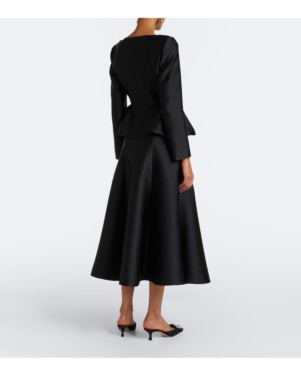 Roland Mouret Black Taffeta Midi Skirt