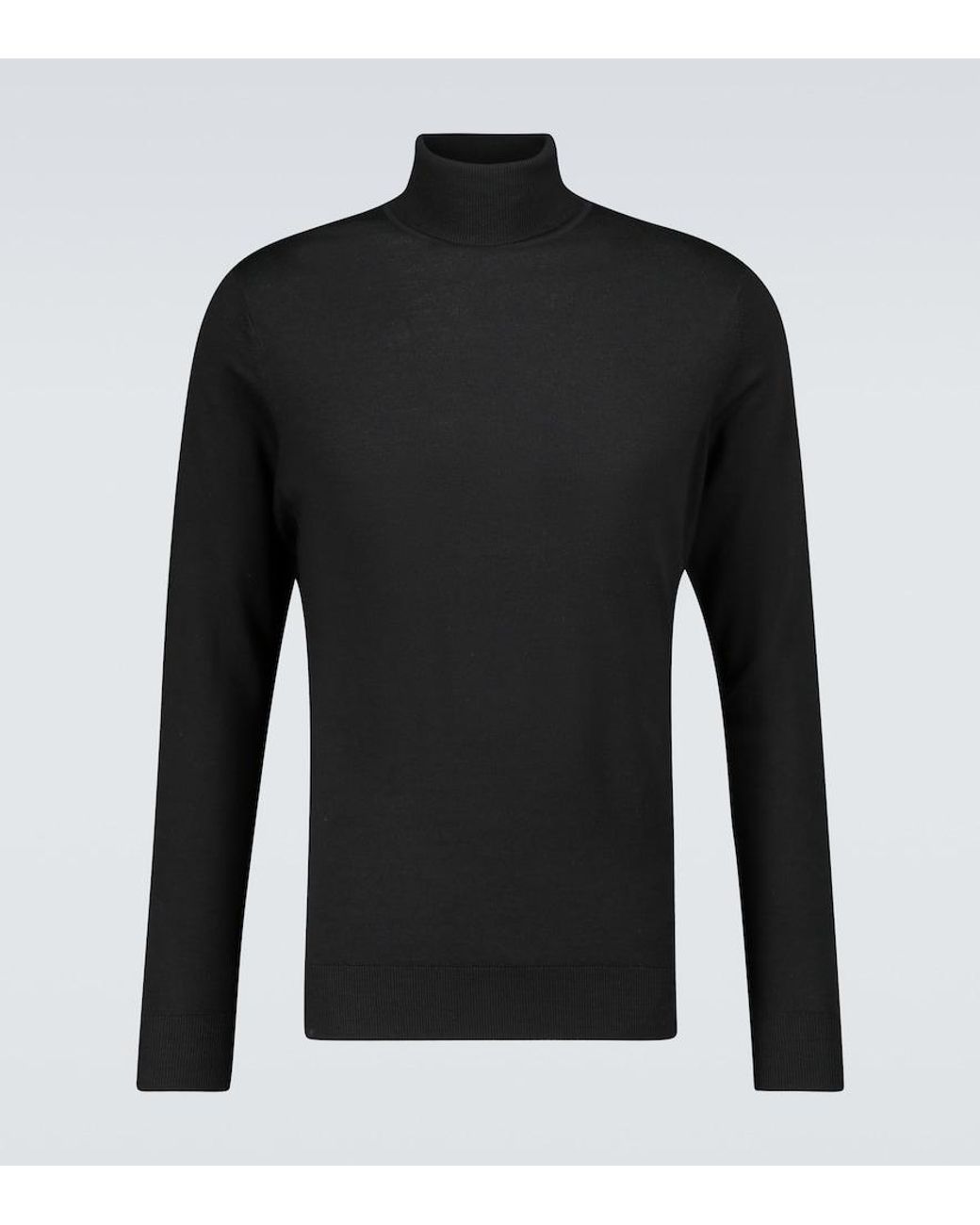 Sunspel Black Wool Turtleneck Sweater for men