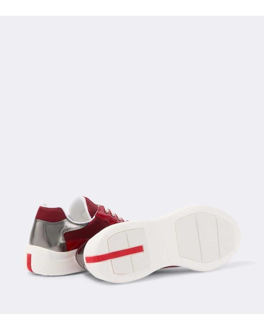 Prada Red America's Cup Leather-Trimmed Sneakers for men
