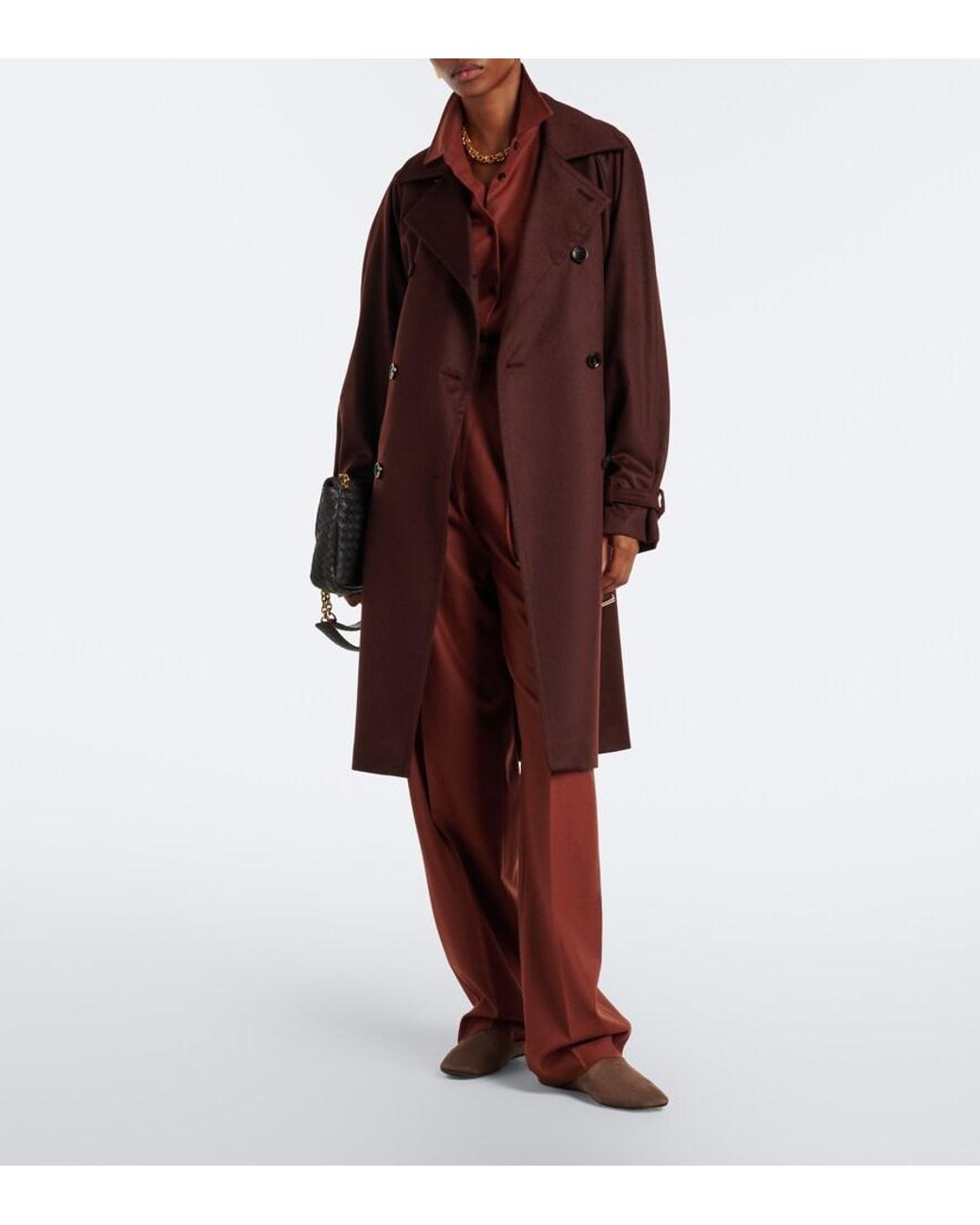 Max Mara Red Double-Breasted Cashmere Trench Coat