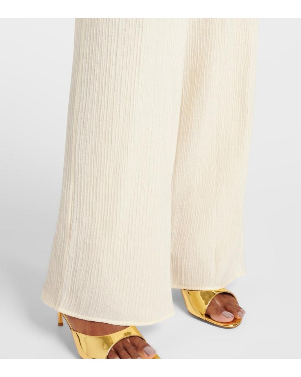 Taller Marmo White Zoagli Cotton And Silk-Blend Straight Pants