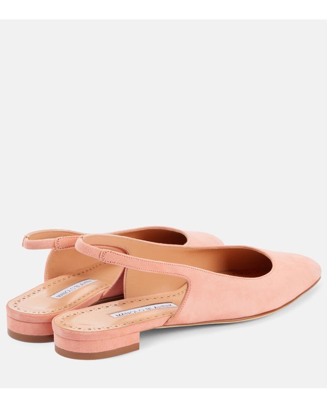 Manolo Blahnik Pink Sawra 10 Suede Slingback Flats