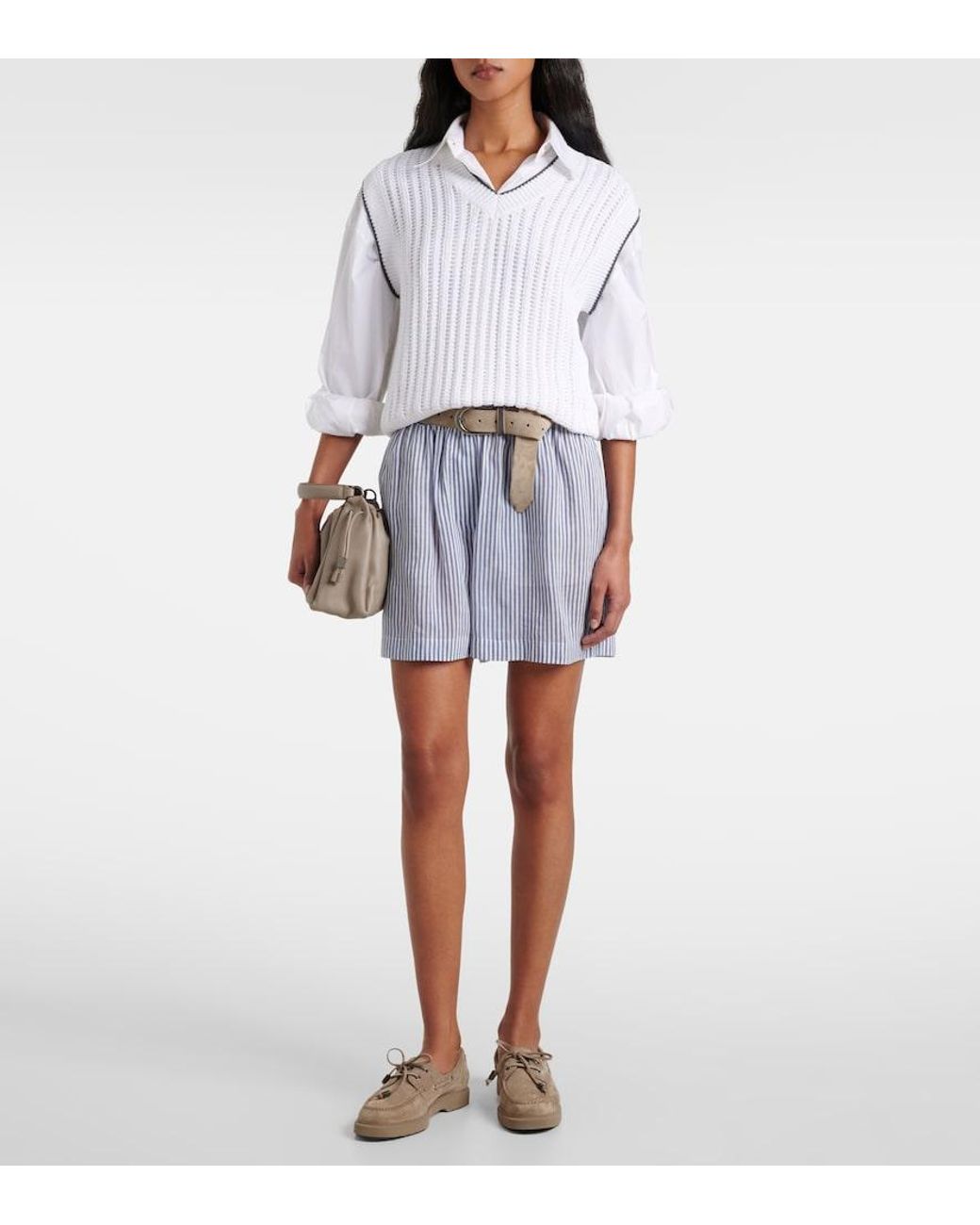 Brunello Cucinelli Blue Linen And Silk Bermuda Short