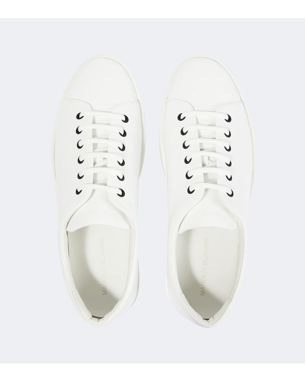 Manolo Blahnik White Semanado Leather Sneakers for men