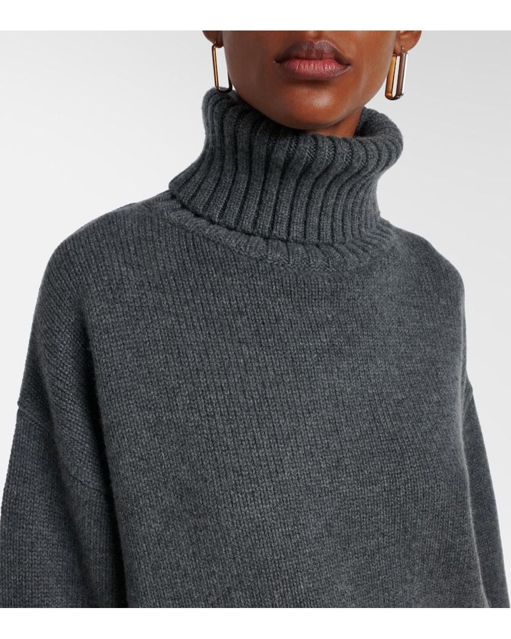 Extreme Cashmere Gray N°434 Crop Xtra Turtleneck Sweater