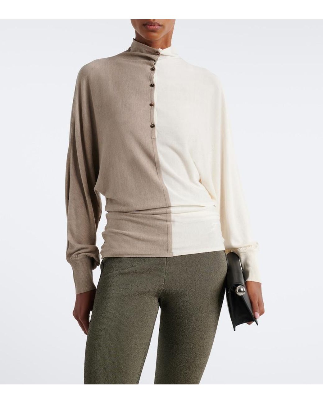 Jacquemus Natural Paneled Silk-Blend Sweater