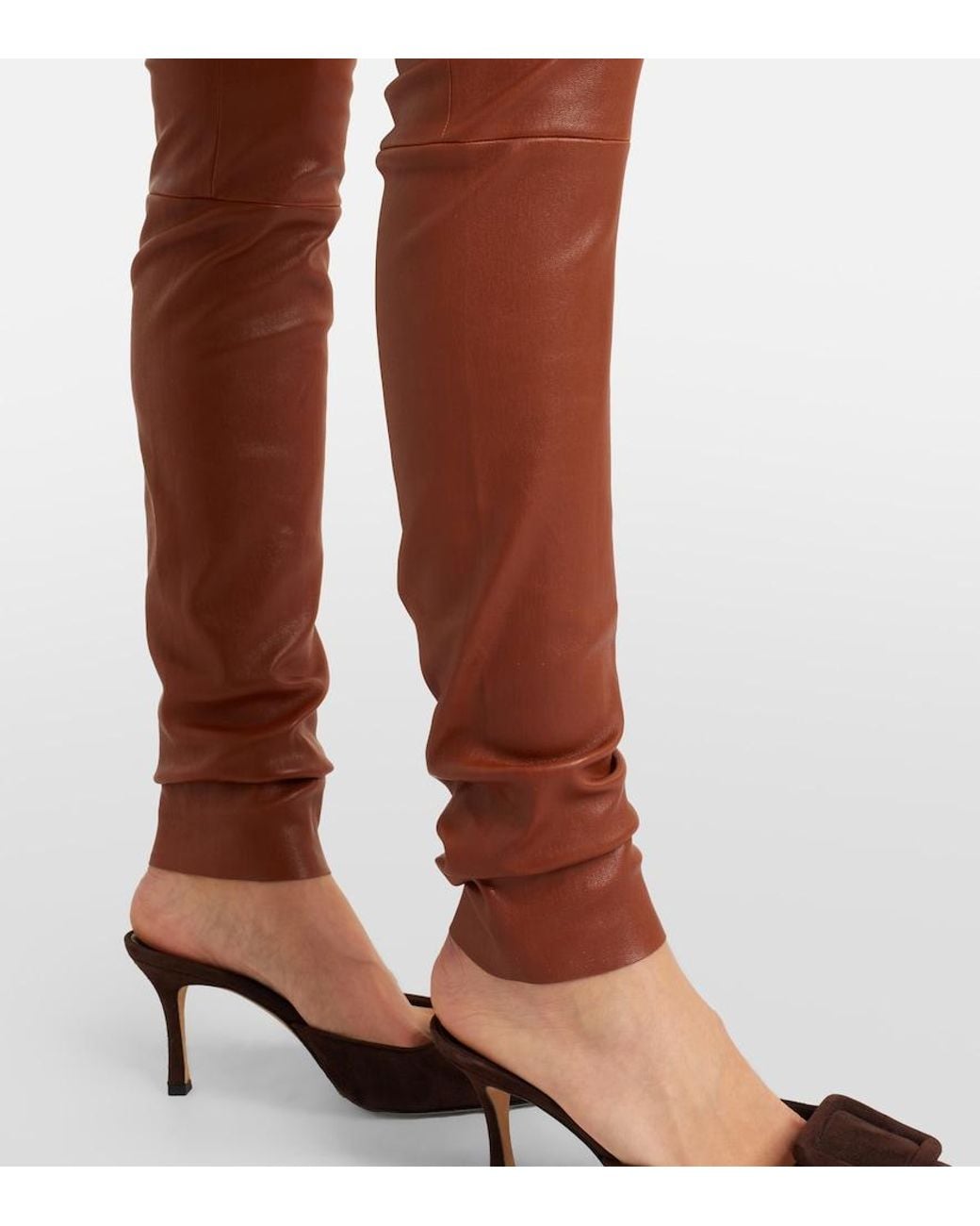 Stouls Brown Carolyn Leather Slim Pants