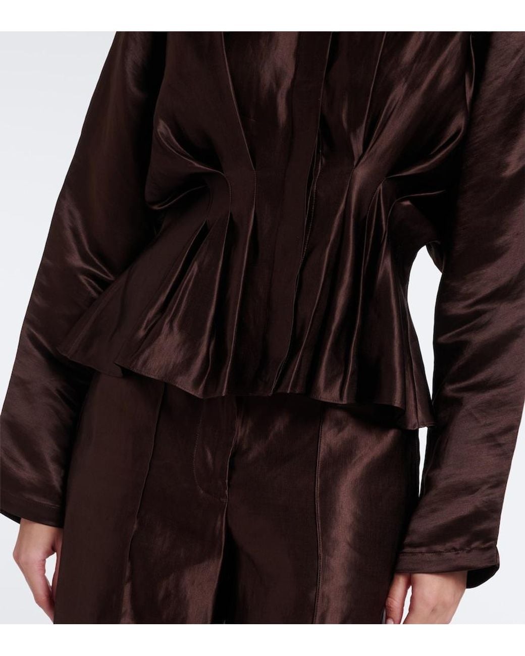 Joseph Black Erin Pleated Linen And Silk Blouse