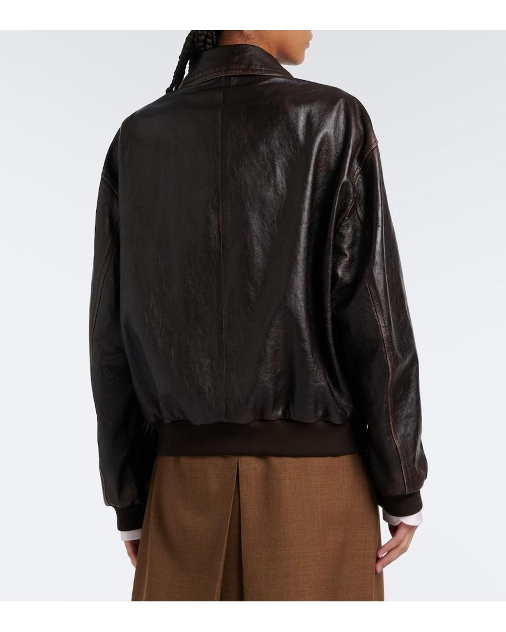 Prada Black Oversized Leather Blouson Jacket