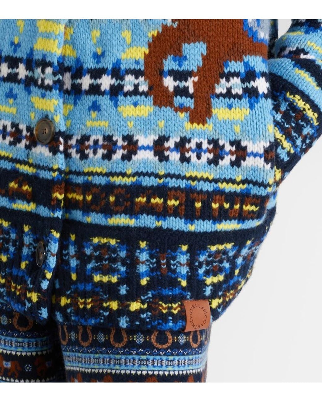 Stella McCartney Blue Fair Isle Virgin Wool Cardigan