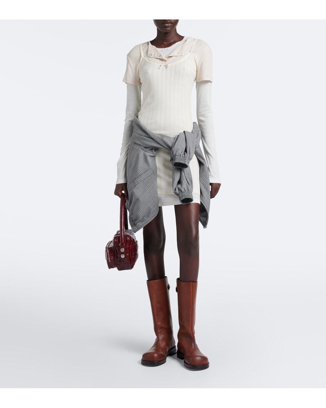 Acne Natural Layered Knitted Minidress