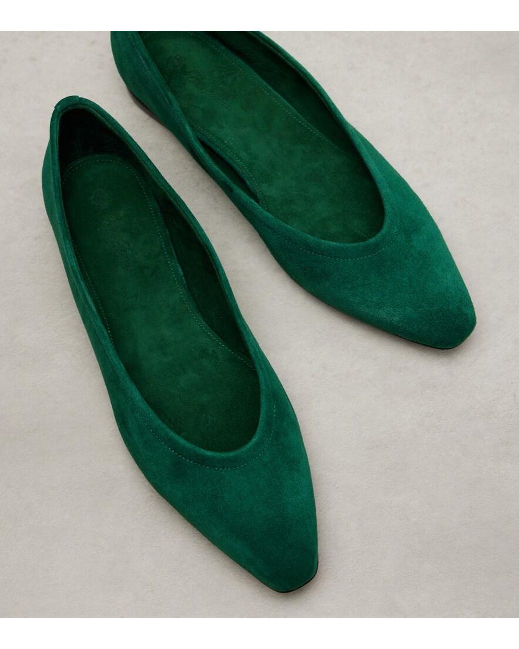 Loro Piana Green Ballerinas Primula Aus Veloursleder