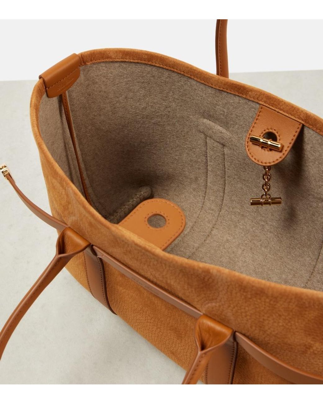 Loro Piana Brown Ghiera Small Leather Tote Bag