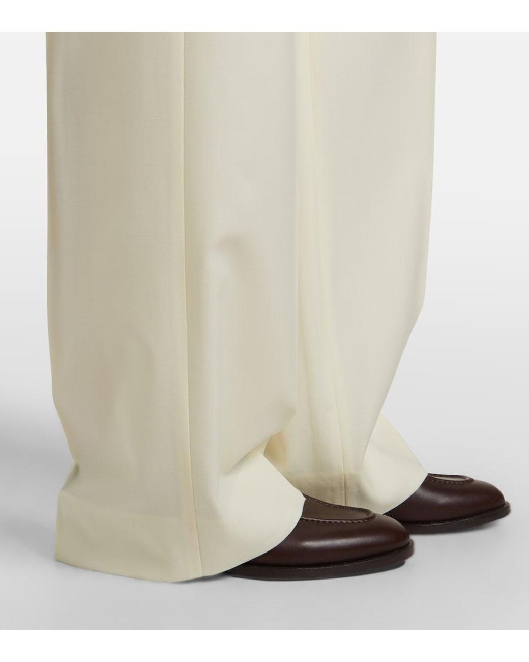 Moncler White Pleated Virgin Wool Straight Pants