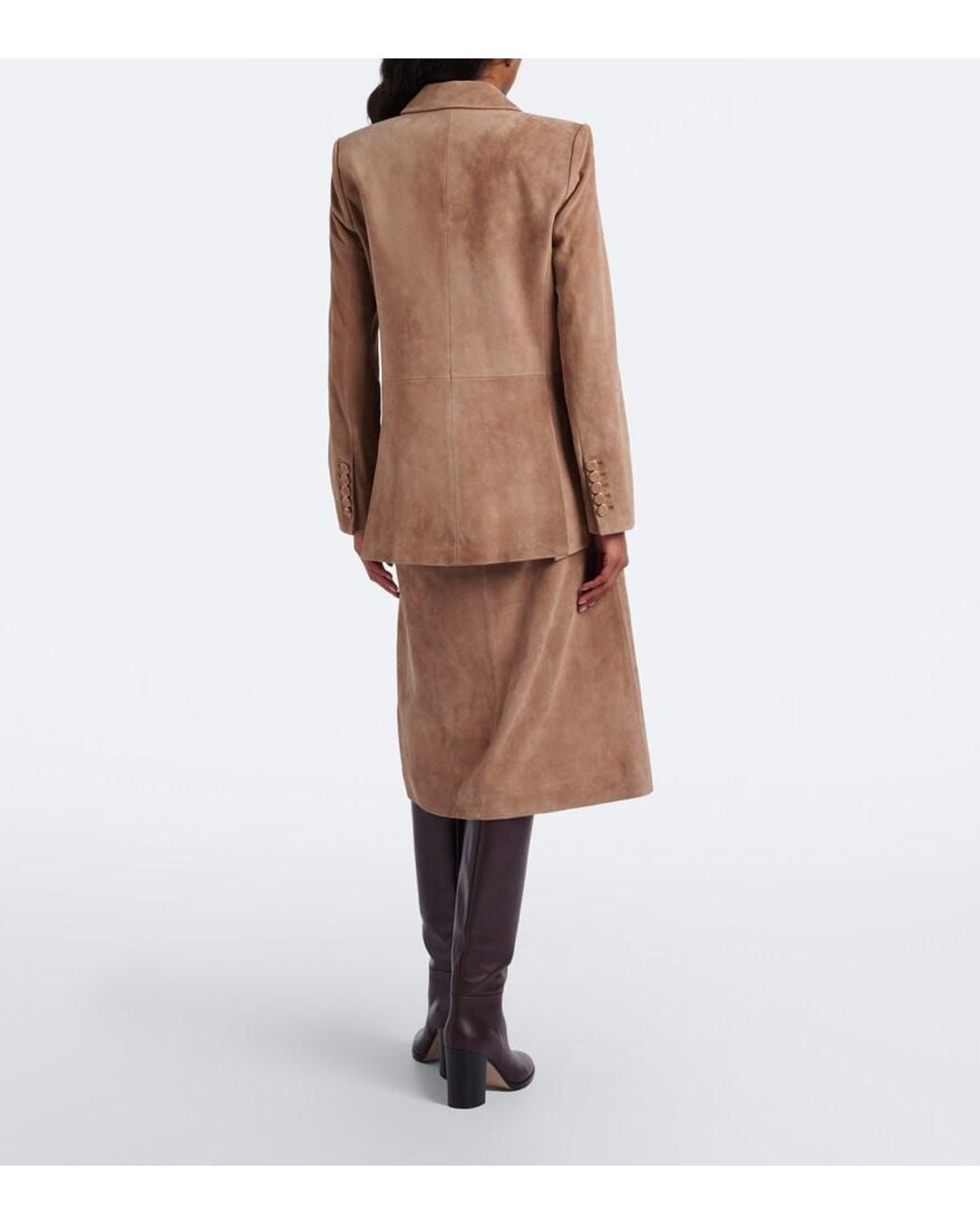 Veronica Beard Brown Callisian Suede Midi Skirt