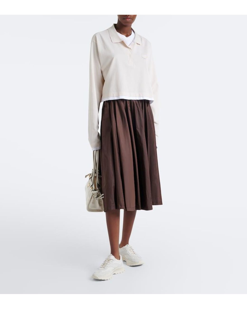 Prada White Suede-Trimmed Sneakers