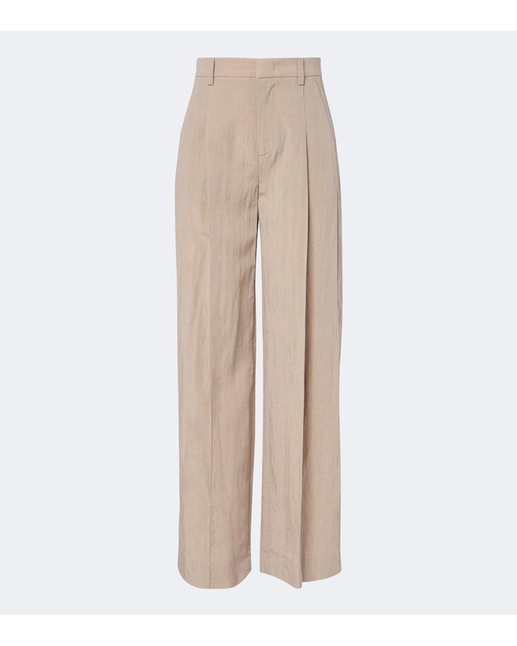 Vince Natural Pleated Wide-Leg Pants