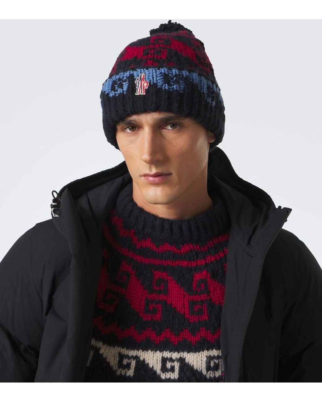 Moncler Red Intarsia Wool And Alpaca-Blend Beanie for men