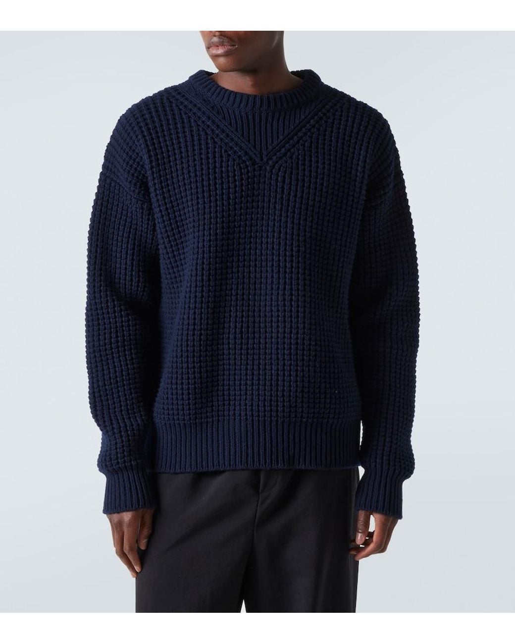 Jil Sander Blue Oversized Virgin Wool Sweater for men