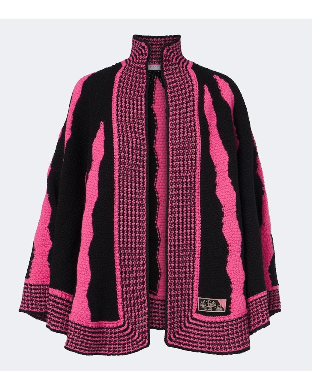 PUCCI Fiamme Wool Cape in Red | Lyst