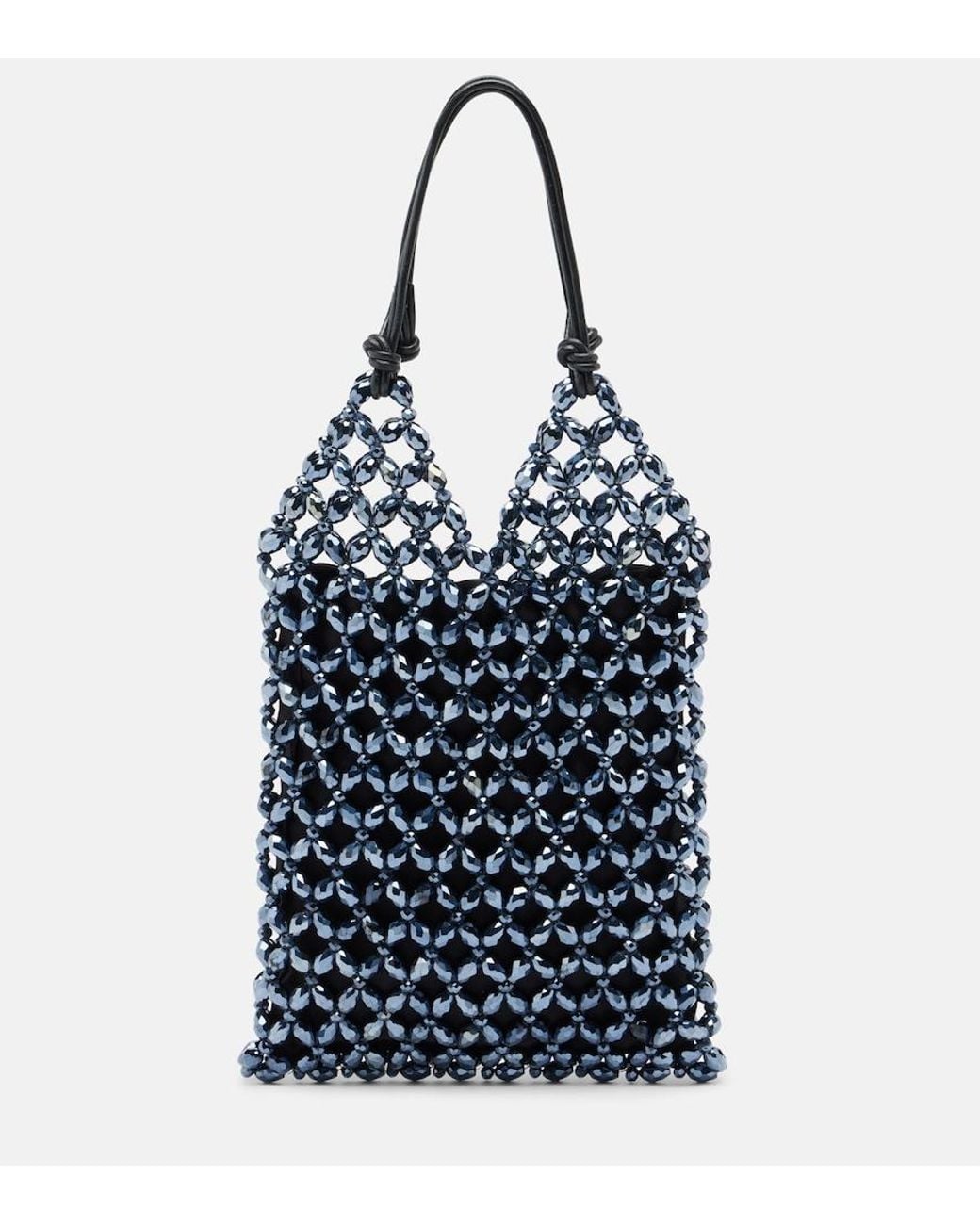 Staud Blue Karla Beaded Top-Handle Bag