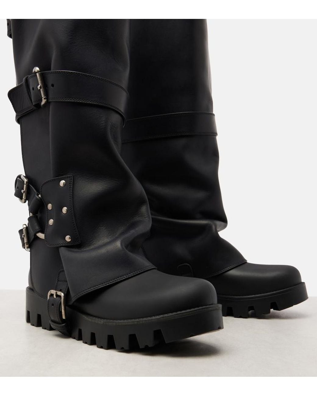 Dolce & Gabbana Black Leather Biker Boots