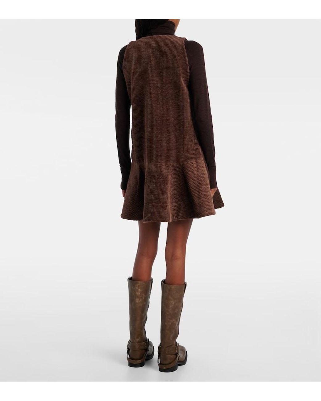 Ganni Brown Cotton Corduroy Minidress