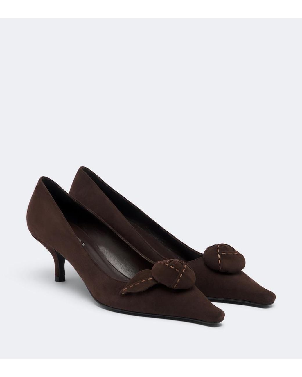 Prada Black Floral-Applique Suede Pumps