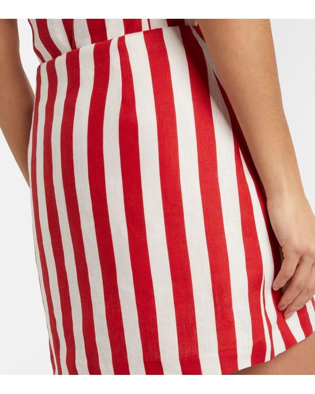 Posse Red Alice Stripped Linen Miniskirt