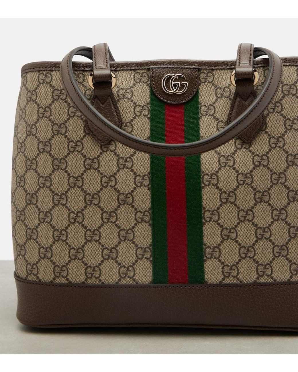 Shopper 'Ophidia' Con Motivo Gg All-Over E Logo Metallico Sul Fr di Gucci in Brown