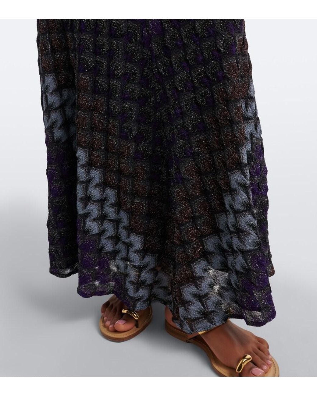 Missoni Blue Knitted Lame Maxi Skirt