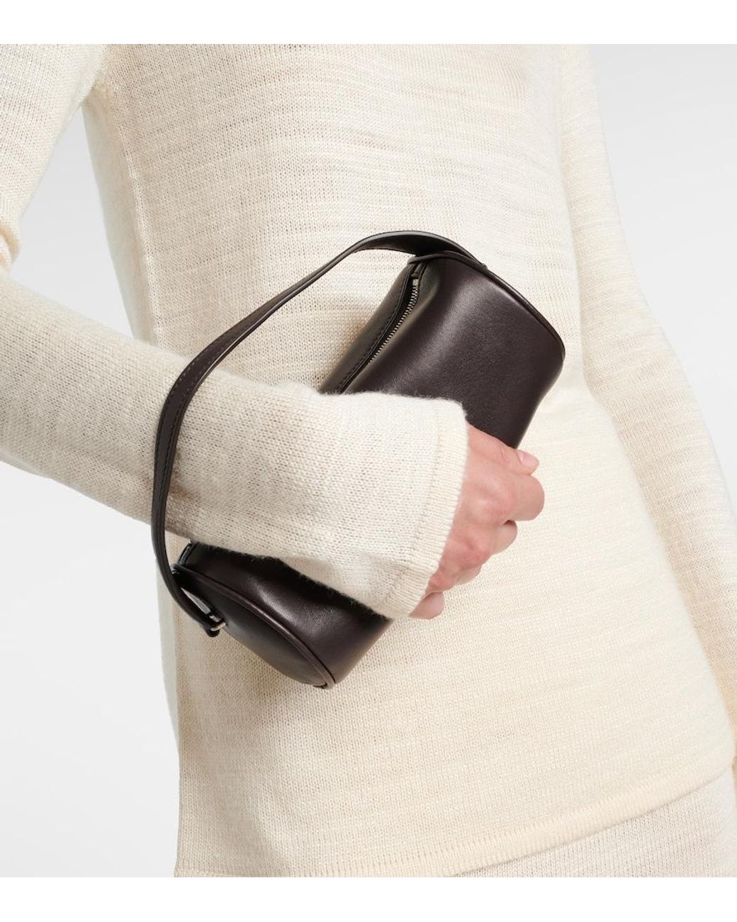 The Row Black Tote Bag Round '90S Aus Leder