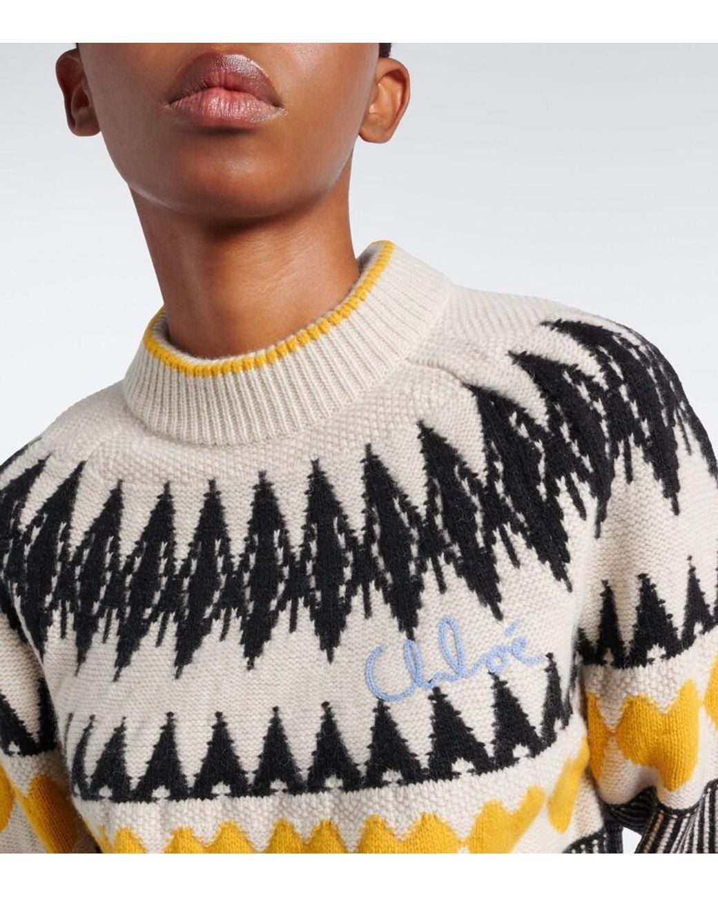 Chloé Multicolor Jacquard Wool And Cashmere Sweater