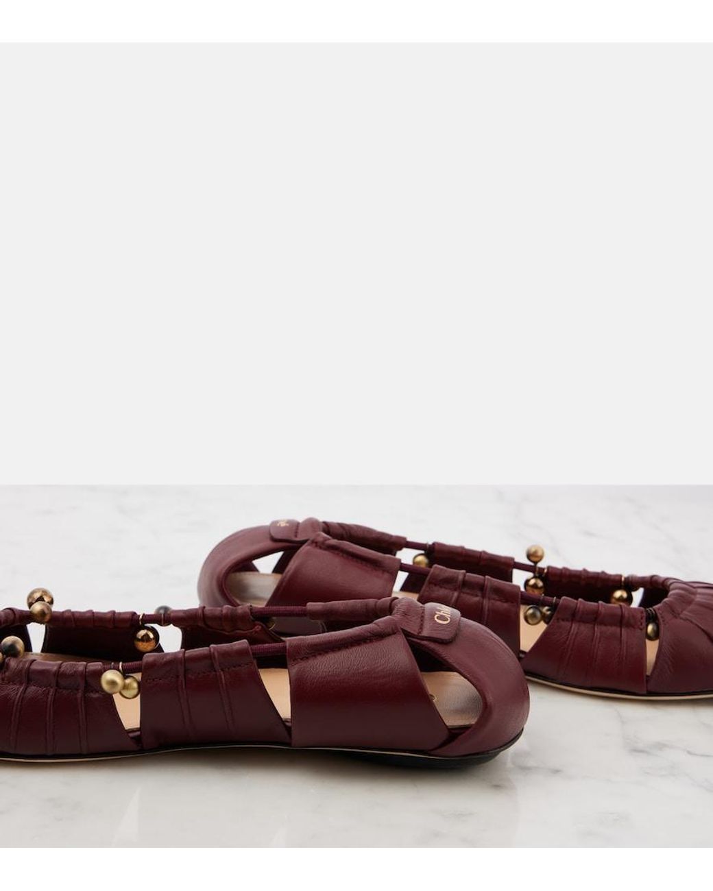 Chloé Brown Luna Cutout Leather Ballet Flats