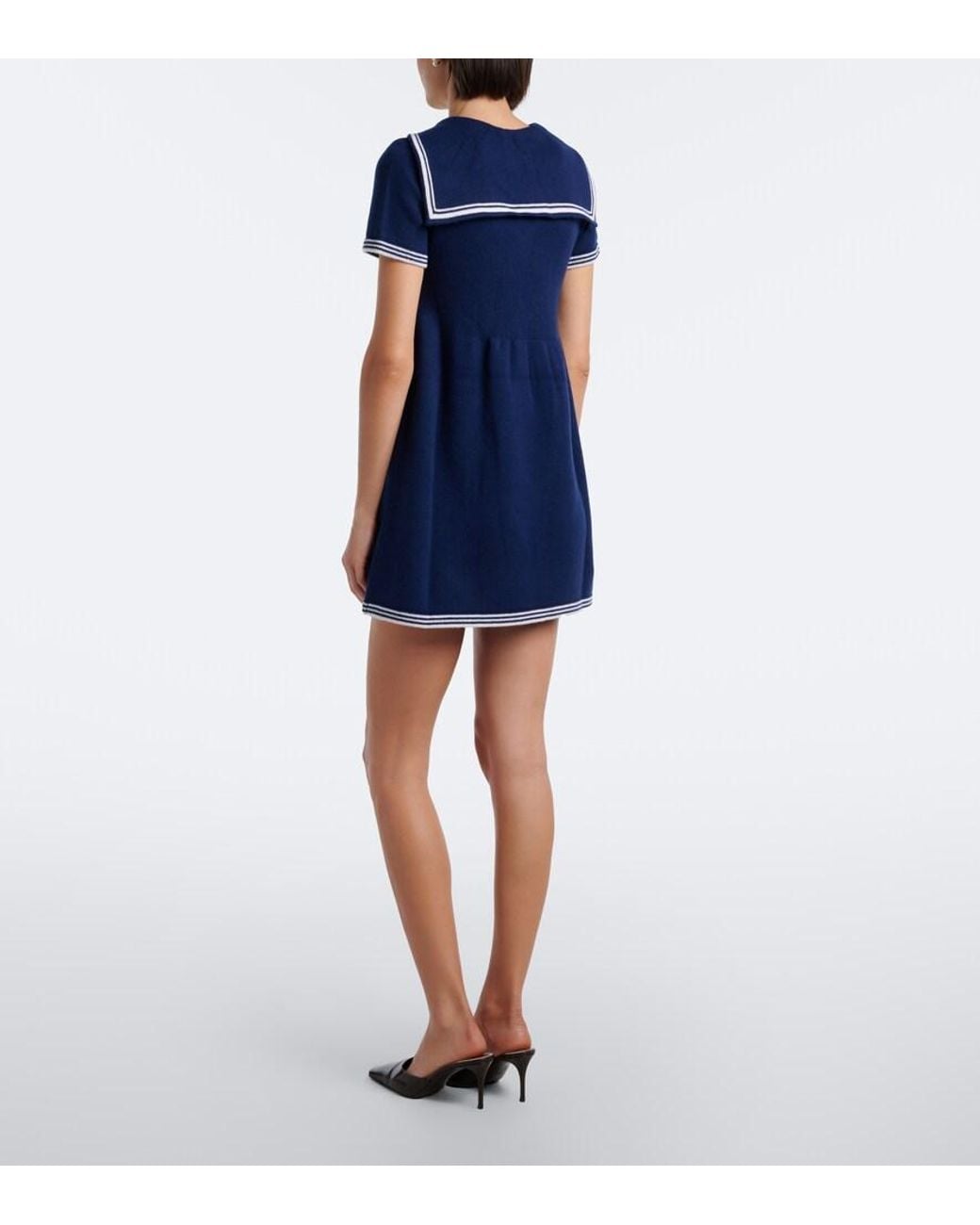 ShuShu/Tong Blue Bow-Detail Knitted Wool Minidress
