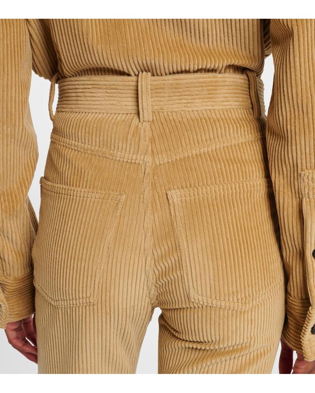 Bottega Veneta Natural Cotton Corduroy Flared Pants