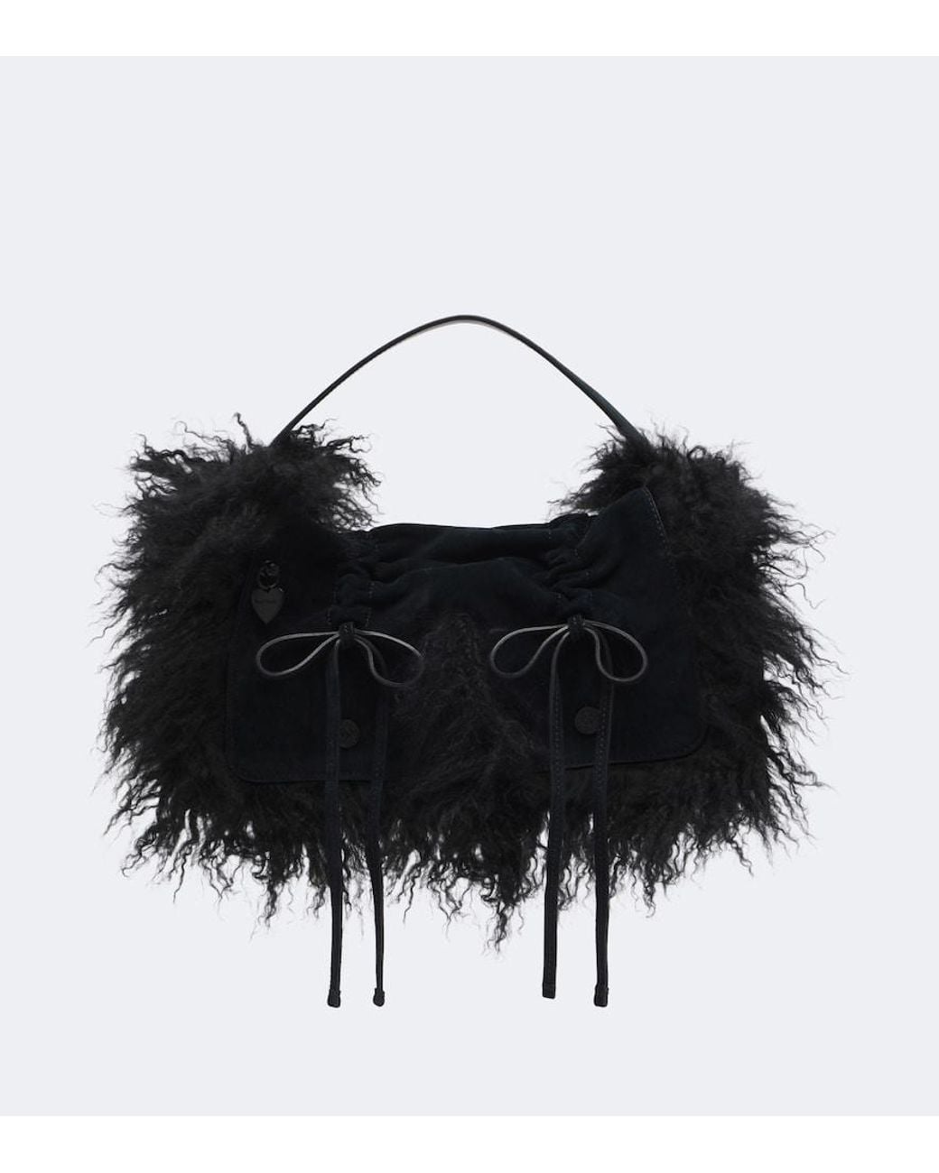 Acne Black Multipocket Suede Shoulder Bag